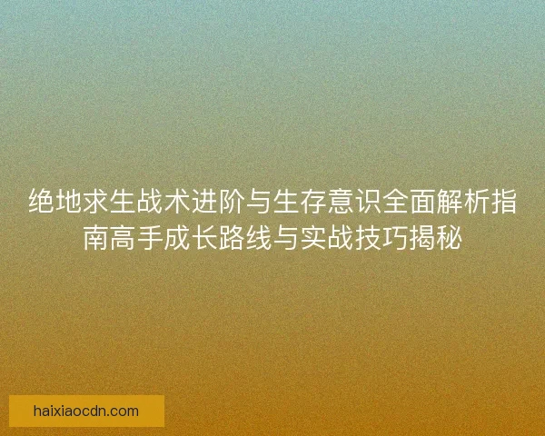 绝地求生战术进阶与生存意识全面解析指南高手成长路线与实战技巧揭秘