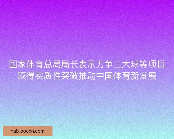 国家体育总局局长表示力争三大球等项目取得实质性突破推动中国体育新发展
