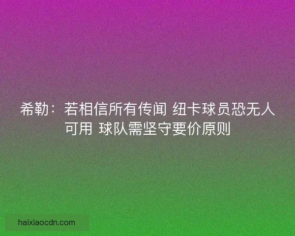 希勒：若相信所有传闻 纽卡球员恐无人可用 球队需坚守要价原则